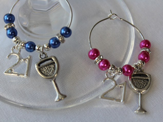 21st wine glass Charms