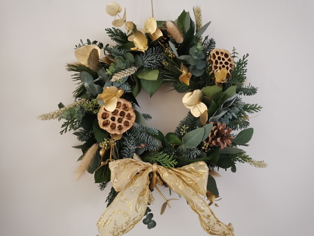 Christmas Wreath with gold eucalyptus image