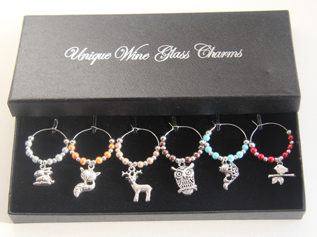 British wildlife wine glass charms image