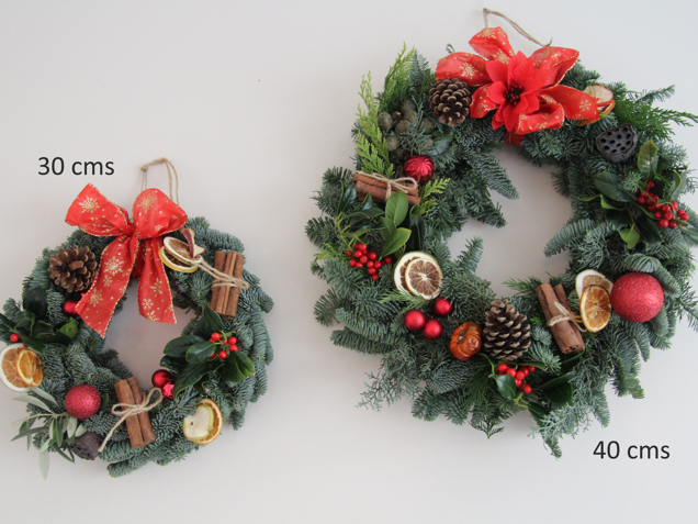 Red Wreaths 40Cms And 30Cms With Text