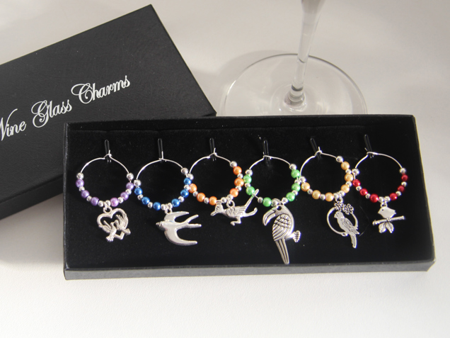 Bird lover wine glass charms  image