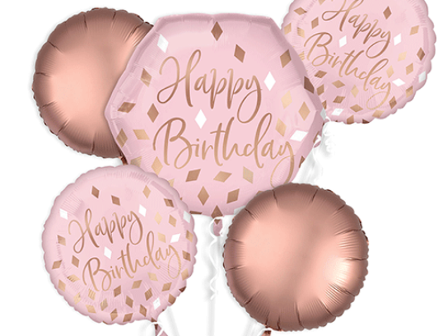 Cluster of Helium filled Birthday foil balloons image