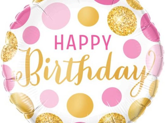 Happy birthday pink and gold dots 18" foil image