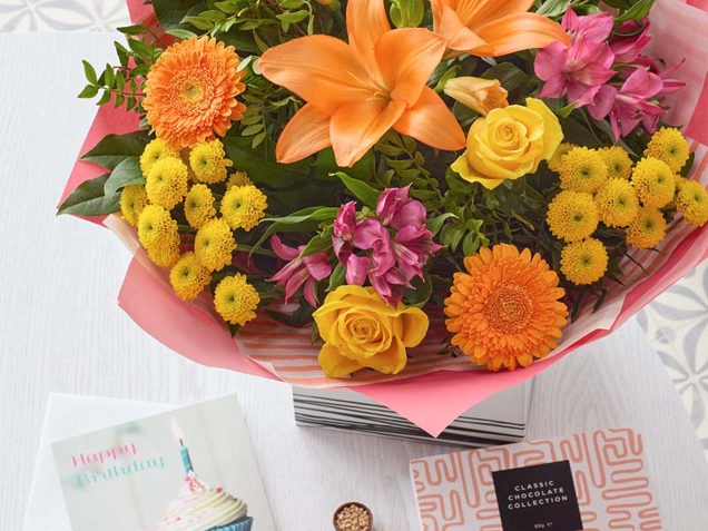 Happy Birthday Bouquet with chocolates and card image